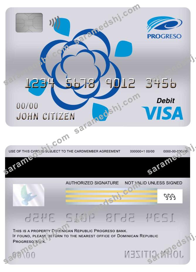 Dominican Republic Progreso bank visa debit card